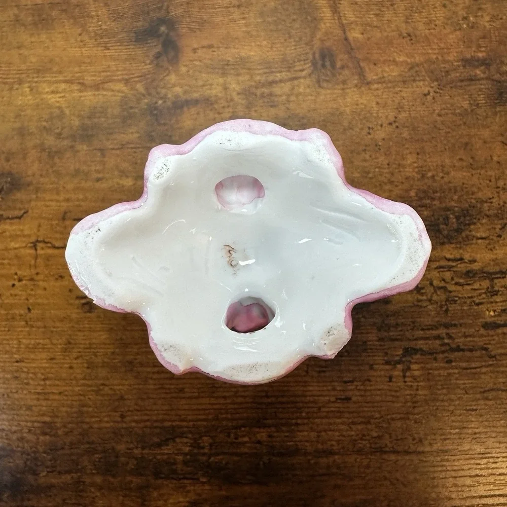 Victorian Porcelain Vase Pink & Gold Rococo Applied flower Cottagecore